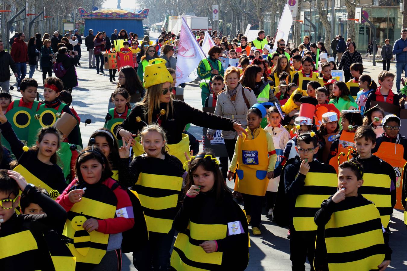 Cerca de quinientos escolares protagonizan un desfile desde la Acera de Recoletos hasta la Plaza Mayor, donde la conciencia ecológica ha servido de guía para la confección de los disfraces