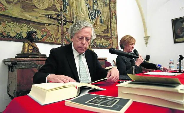 Miguel Ángel Aguilar, durante la presentación de su libro en la Casa Museo Unamuno, en Salamanca. 