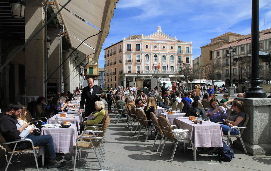 Terrazas de la Plaza Mayor, durante la Semana Santa del año pasado.