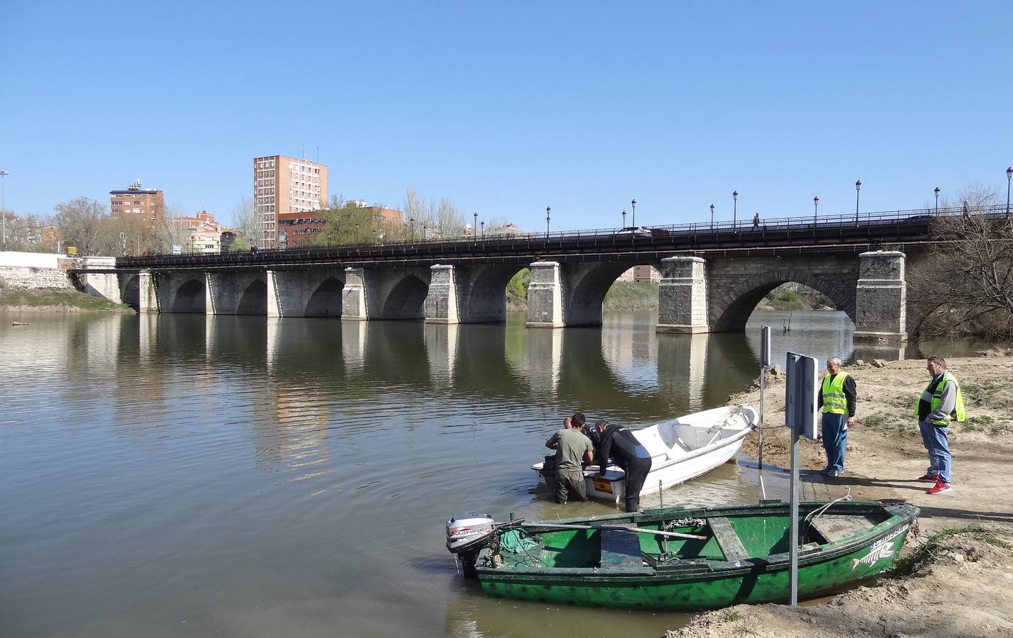 Fotos: El trabajo de los voluntarios libera de troncos los ojos del Puente Mayor de Valladolid