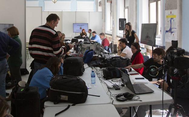 Sala de prensa en la Audiencias de Valladolid. 