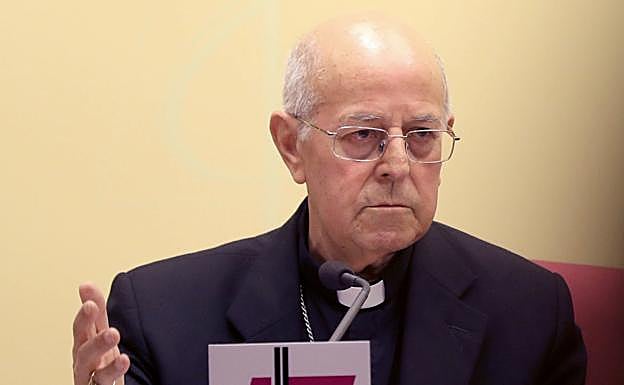 Ricardo Blázquez durante una rueda de prensa en la sede de la Conferencia Episcopal en Madrid. 