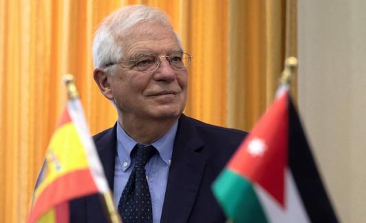 El ministro español de Asuntos Exteriores, Unión Europea y Cooperación, Josep Borrell, durante su visita a Jordania.