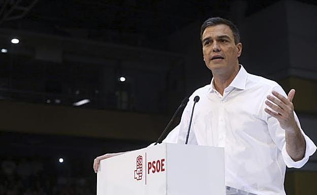 Pedro Sánchez, durante un mitin.