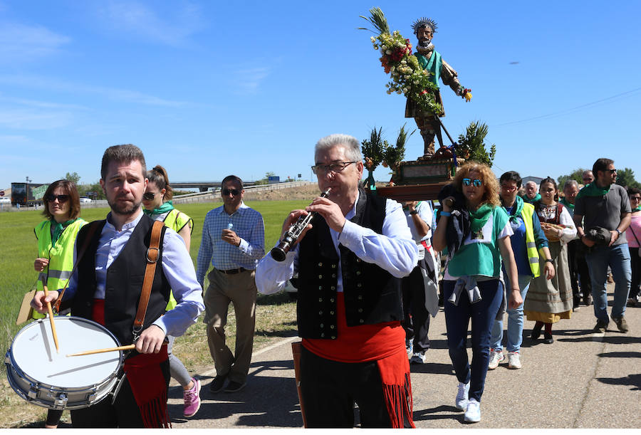 Fotos: San Isidro viaja en tren en la romería de Dueñas