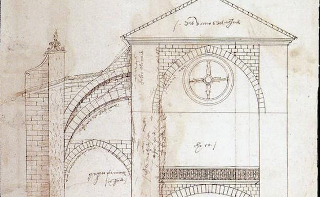 Plano de la glesia La Antigua de Valladolid, de Rodrigo Gil de Hontañón (1576). 