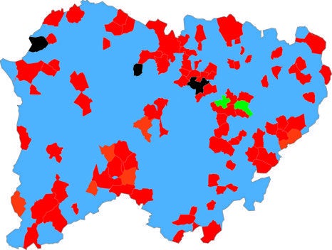 Reparto de poder en los municipios de Salamanca.