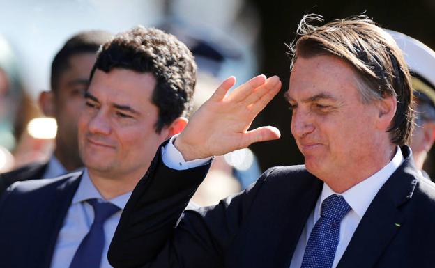 Sergio Moro y Jair Bolsonaro.