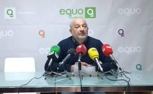 Ángel Gamazo, durante la rueda de prensa en la sede de Equo.