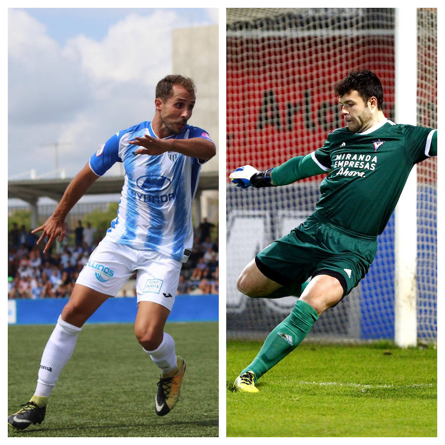 Canario, jugador del Atlético Baleares y Guille, portero del Mirandés.
