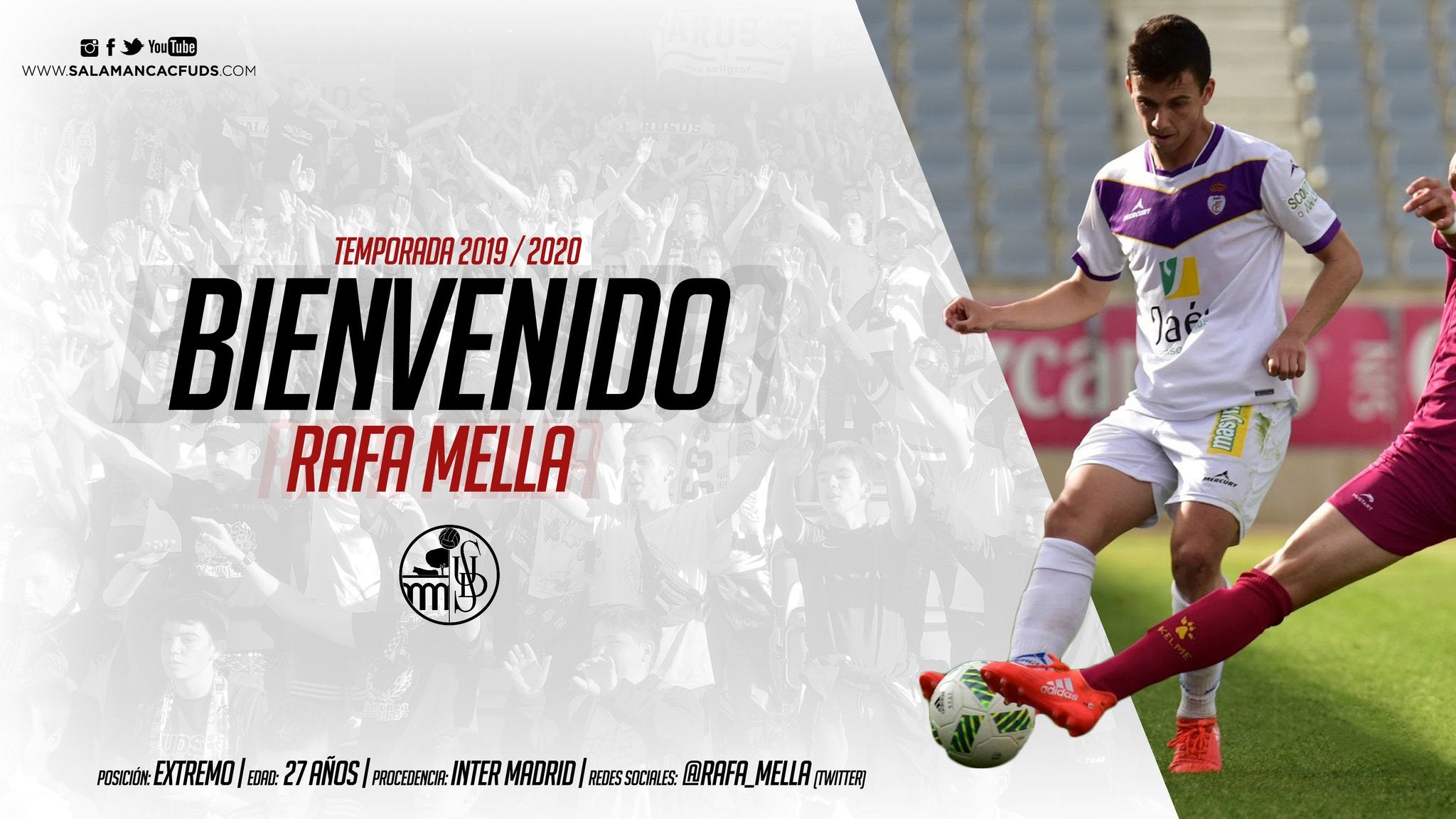 El Salamanca CF firma al extremo Rafa Mella, ex del Inter de Madrid