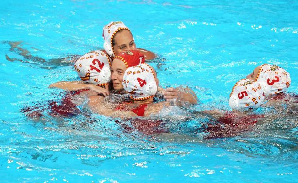 Las jugadoras españolas, celebrando el pase a la final.