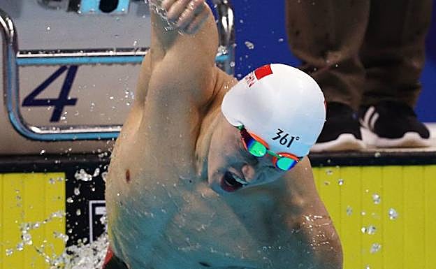 Sun Yang, en una de sus intensas celebraciones.