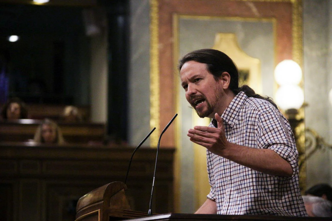 Pablo Iglesias (Unidas Podemos) durante su discurso en la tercera sesión de investidura.