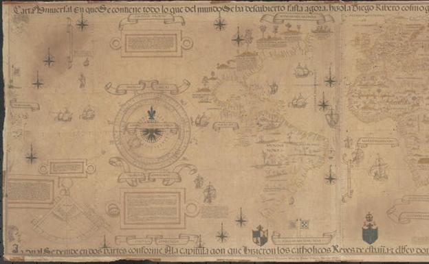 Reproducción del gran mapa de Diego Ribero de 1529. 