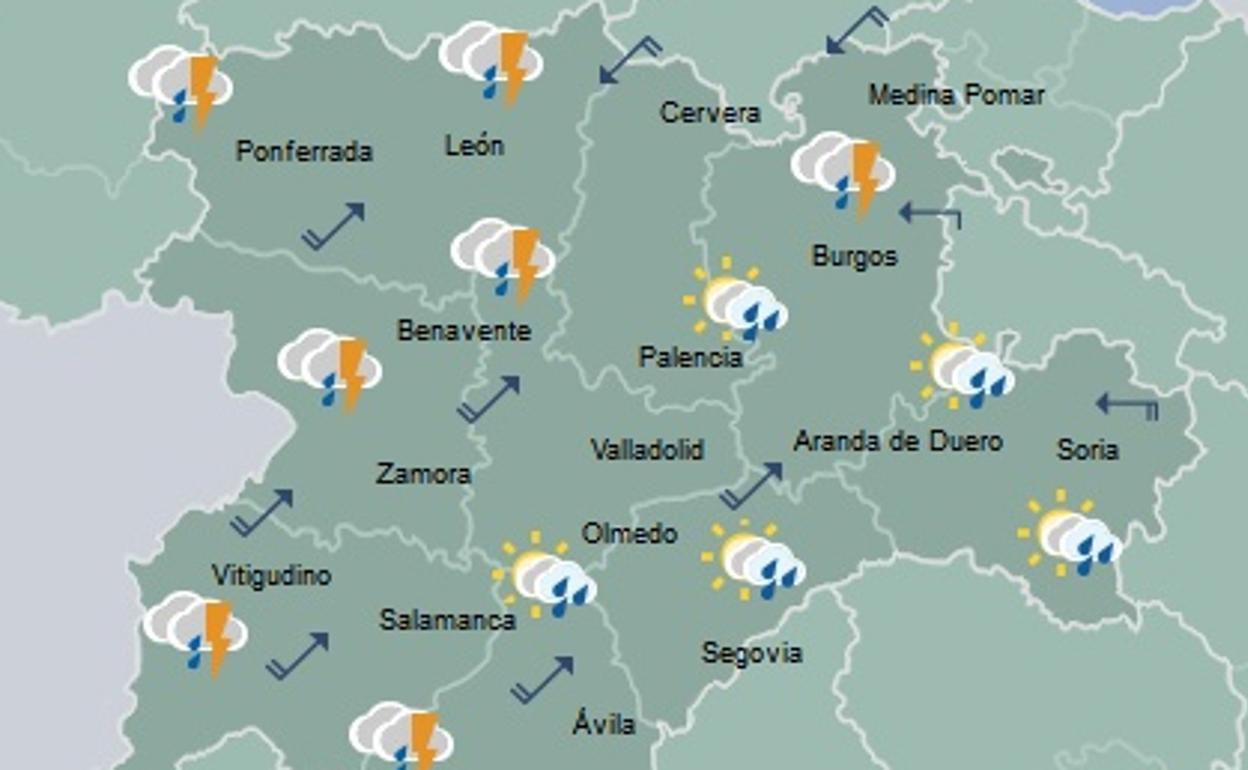 Previsión de la AEMET para este domingo en Castilla y León. 