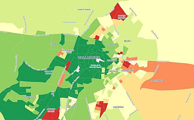 Distribución de la renta media por persona en Valladolid.