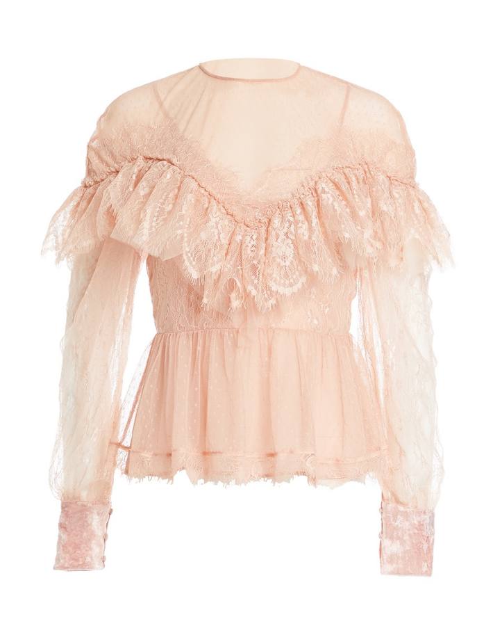 Blusa romántica en rosa empolvado de Manila Grace (400 euros)