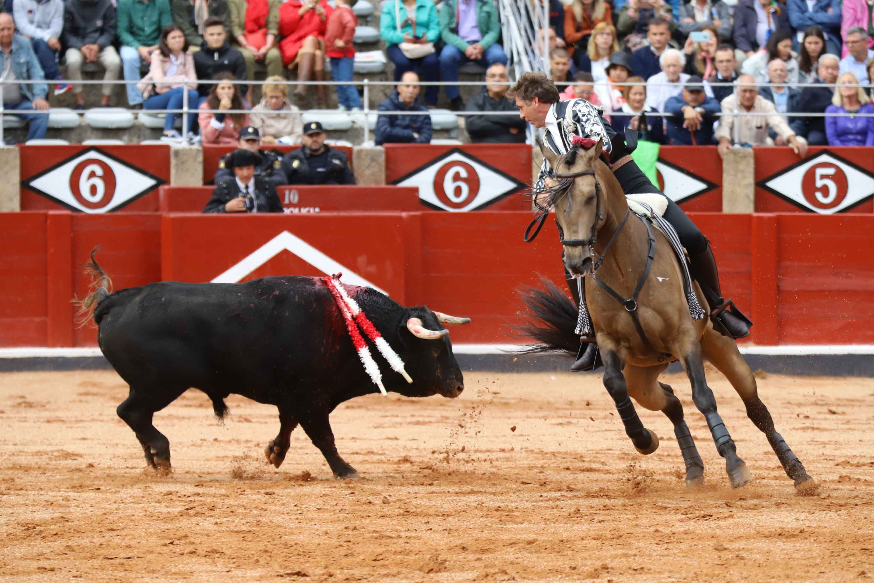 Lea Vicens y Guillermo Hermoso de Mendoza abrieron la puerta grande de La Glorieta tras cortar dos orejas cada uno en el sexto y último festejo de la Feria de Salamanca en el que Pablo Hermoso de Mendoza con toros de Herederos de Sánchez y Sánchez se fue de vacío