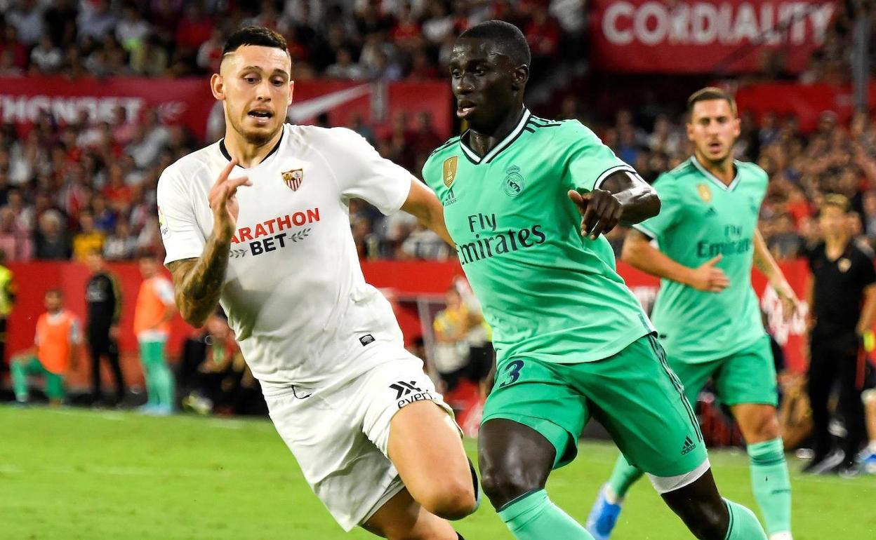 Mendy, durante el partido ante el Sevilla. 