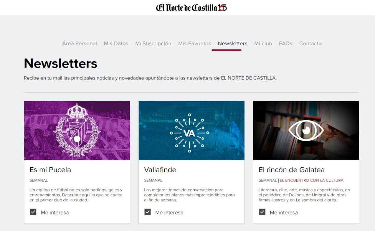 Las newsletters de El Norte de Castilla, exclusivas para suscriptores desde esta semana