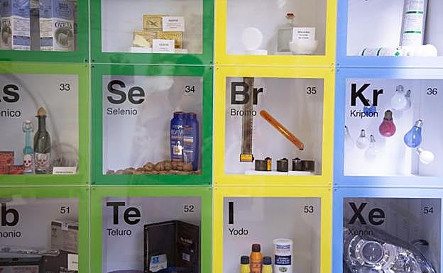 Parte de la Tabla Periódica del Museo de la Ciencia de Valladolid. 
