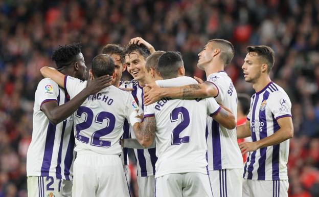 Los pucelanos celebran el gol del empate. 