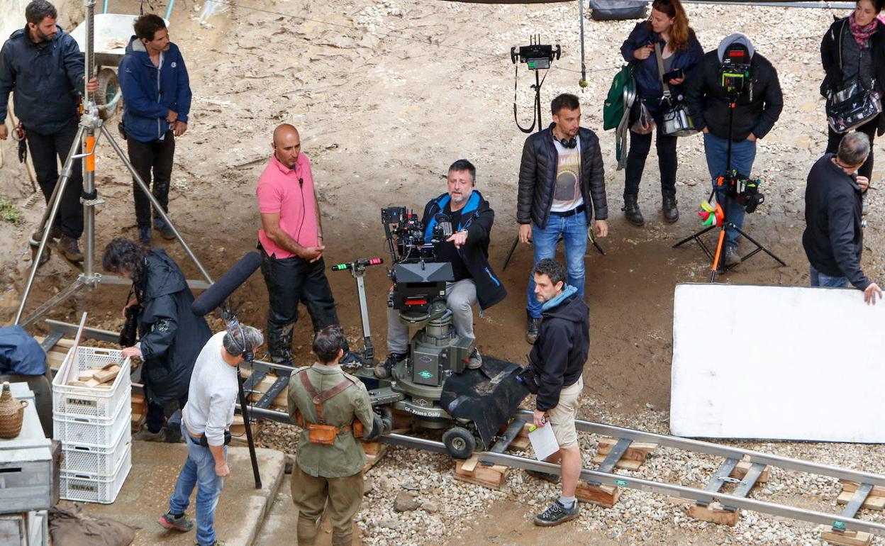 Un momento del rodaje de la película en Salamanca.