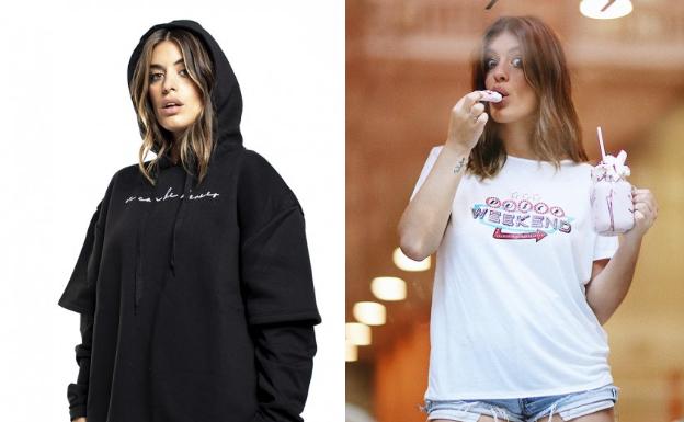 Dulceida con una sudadera (29,99 euros) y una camiseta (19,95) de su tienda online.