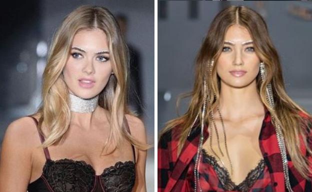 Dos modelos en el último desfile de la firma Intimissimi.