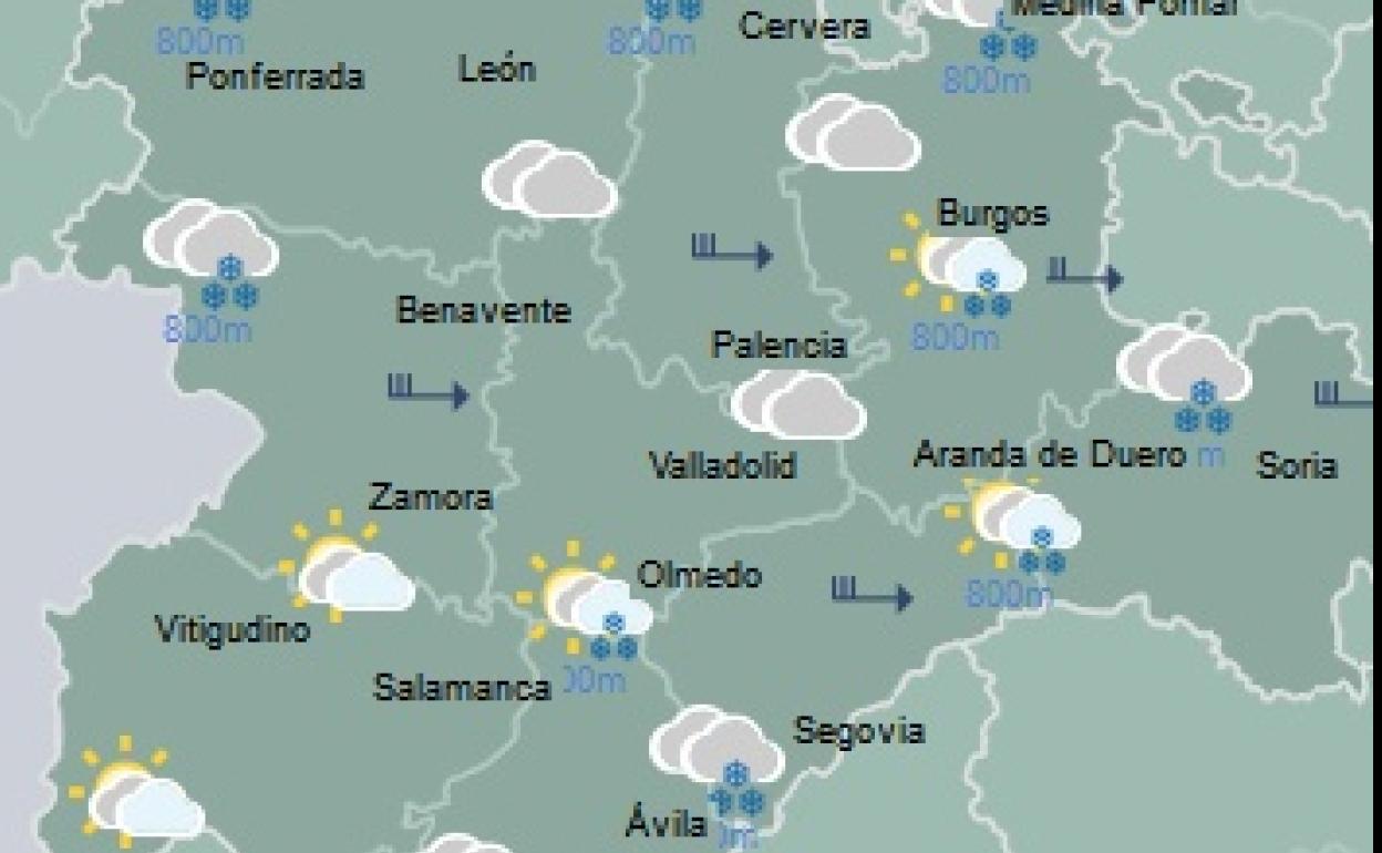 Predicción de la Aemet para este jueves en Castilla y León. 