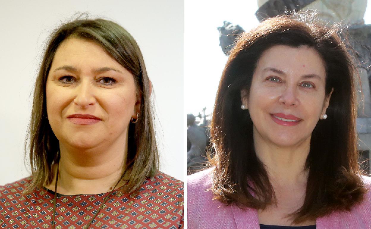 De izquierda a derecha, Sara Galván (PSOE) y Arenales Serrano (PP).