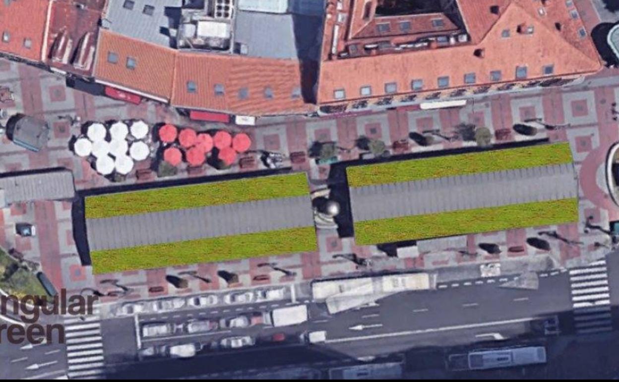 Recreación de cómo quedará el techo de la marquesina.