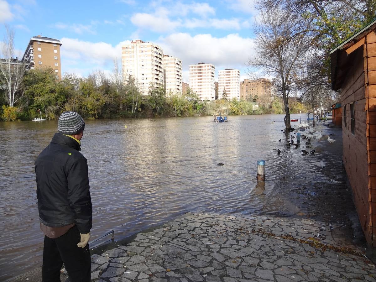 A última hora del lunes, el río llegó a arrastrar 272 metros cúbicos y anegó los paseos inferiores bajo el puente de Poniente