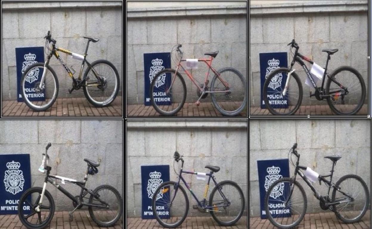 Imagen de algunas bicicletas en poder de la Policía Nacional.