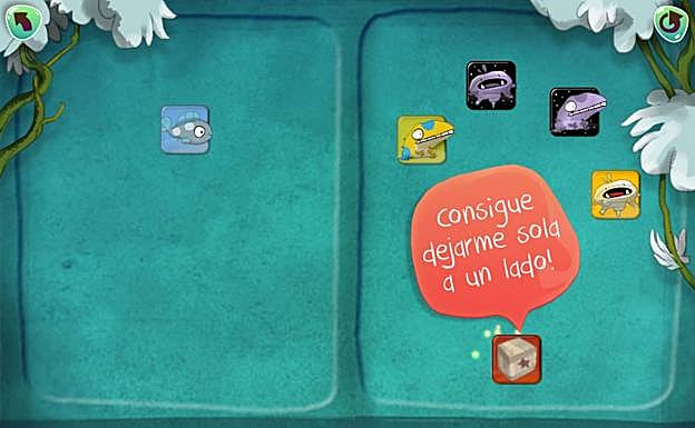 Pantallazo de los primeros niveles de Dragon Box Algebra. 