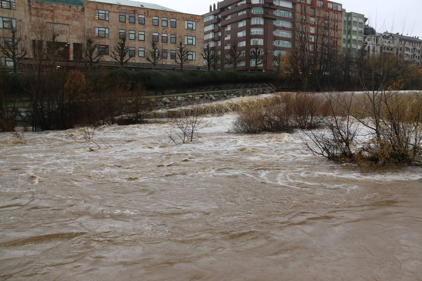 Fotos: El rio Bernesga, a punto de desbordarse a su paso por la capital leonesa