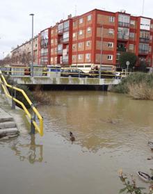 Imagen secundaria 2 - El Duero, con la chopera de Puente Duero anegada (arriba). Debajo, restos de la crecida del Pisuerga y el Esgueva (derecha), con las escaleras anegadas entre Pajarillos y Pilarica.