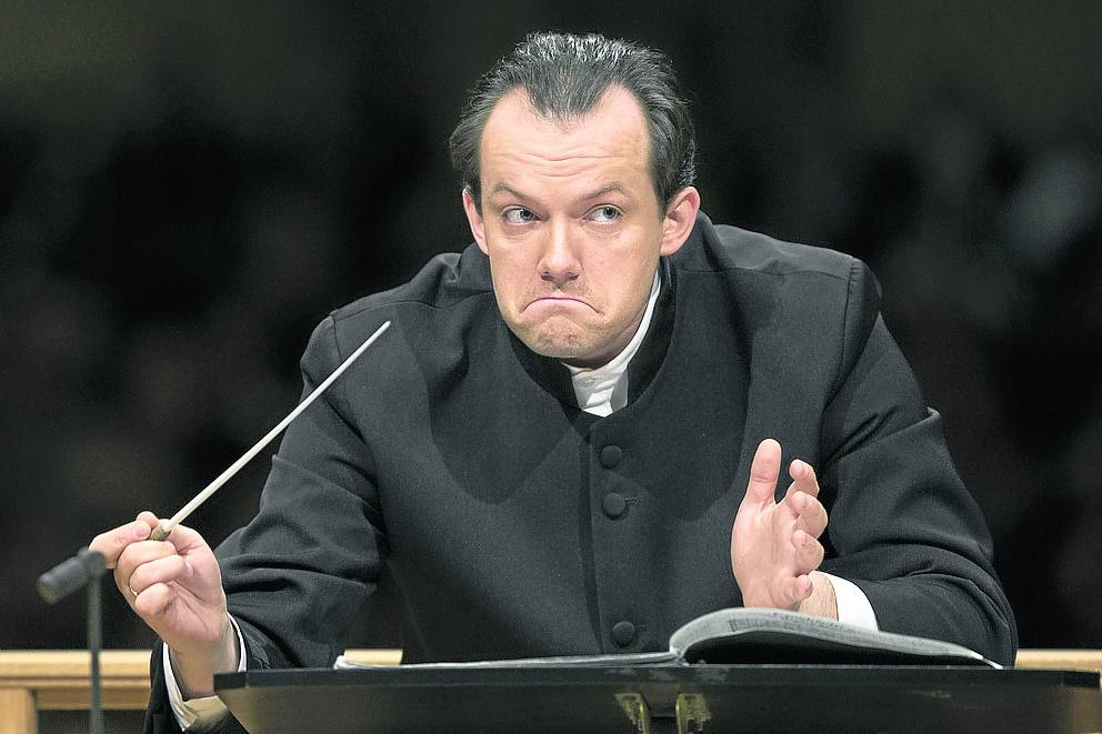 El director Andris Nelsons, en un gesto característico.