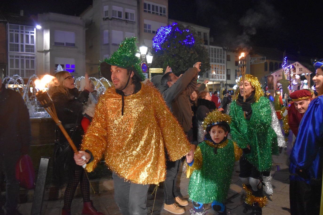 Los Reyes Magos en la cabalgata de aguilar.