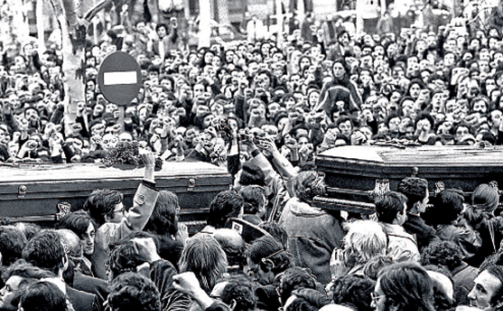 Momento del funeral por las víctimas del atentado de Atocha. 