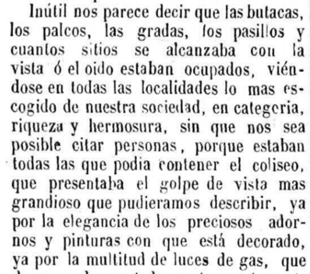 Fragmento de la crónica en versión extendida de El Norte de Castilla el 8 de diciembre de 1861.