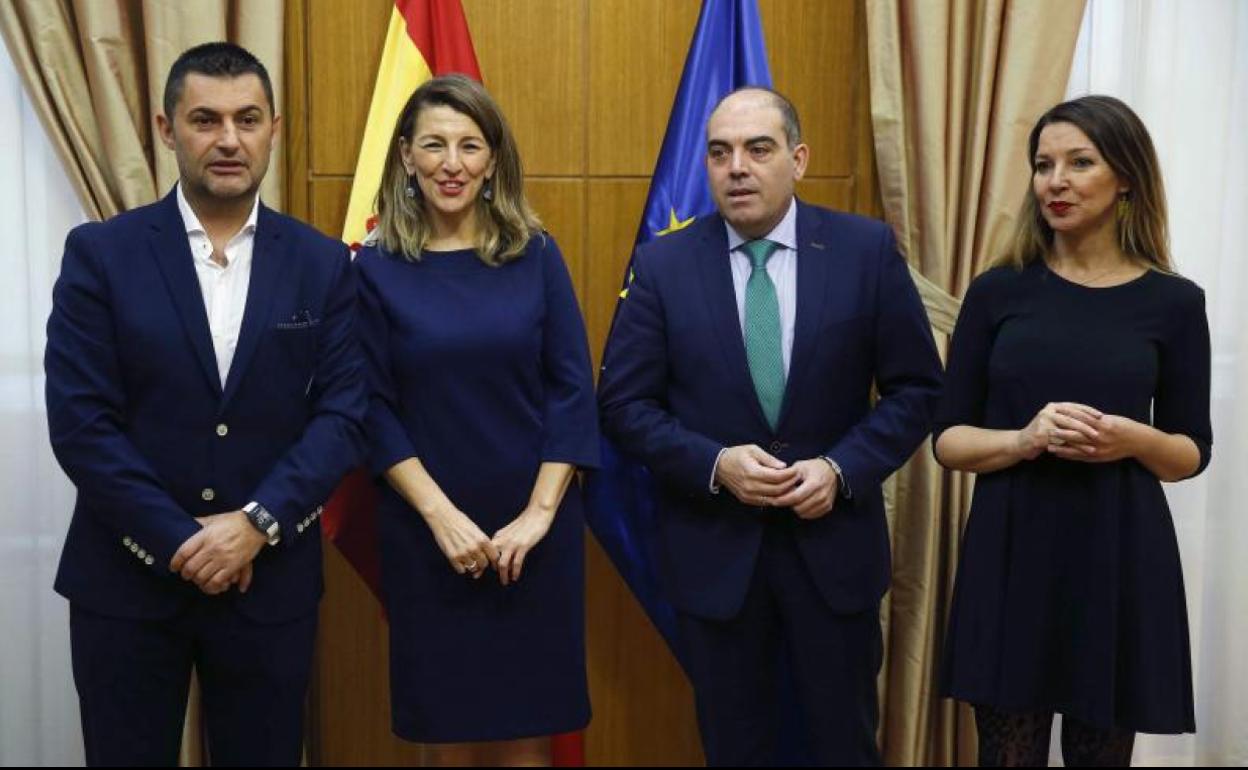 Yolanda Díaz (2 izq.), con los presidentes de las principales organizaciones de autónomos.