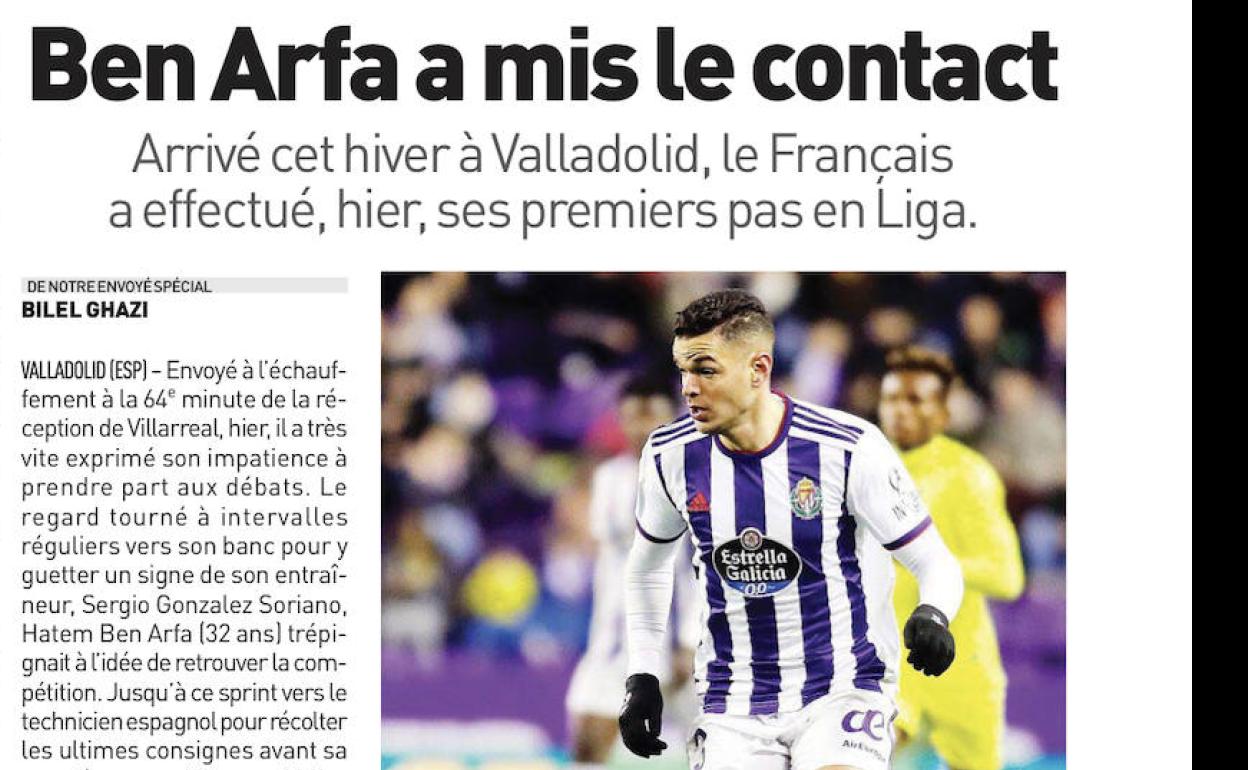 Página dedicada este domingo en 'L'Équipe' al debut de Ben Arfa con el Real Valladolid