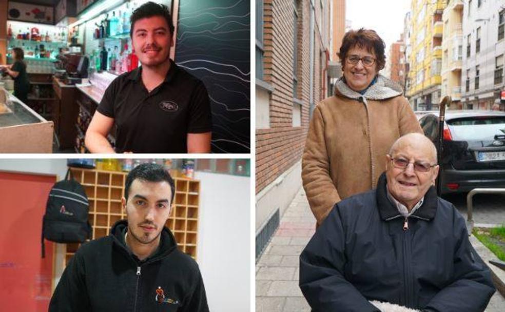 Arriba a la izquierda, Adrián Hernández, del bar Pepe's. Abajo, Iván López, de Palestra and You. A la derecha, Ana María López y su padre, Carlos López, vecinos de la zona.