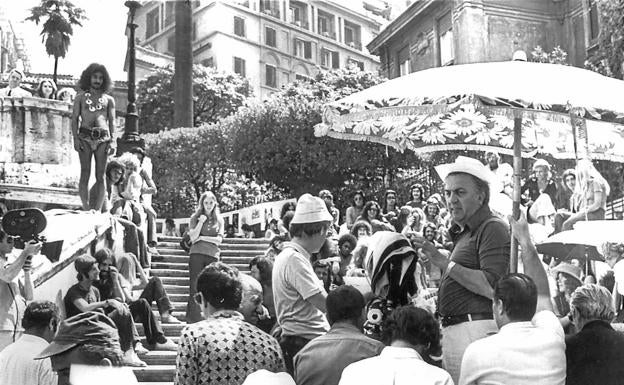 Fellini durante el reodaje de una película en 1970. 