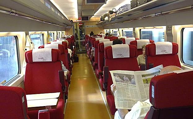 Interior de un vagón del Ave.