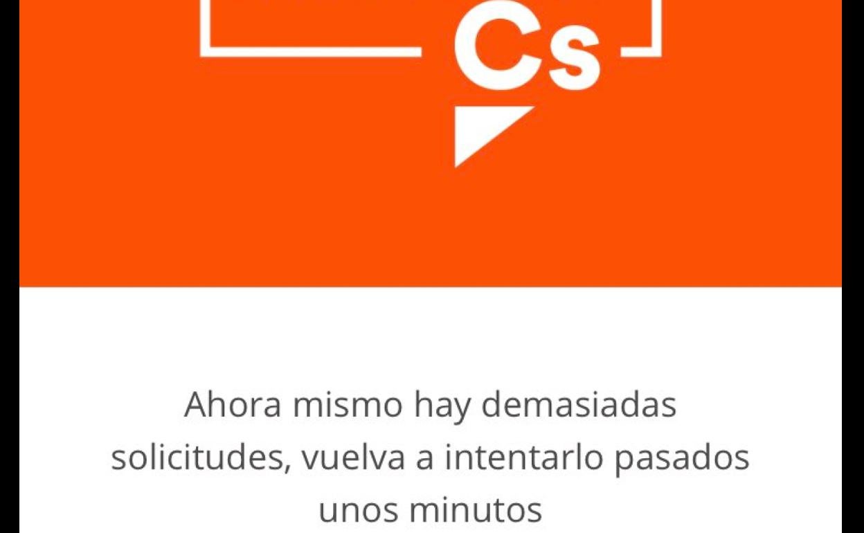 Pantallazo de la aplicación de voto colgada por un militante de Ciudadanos en Twitter. 