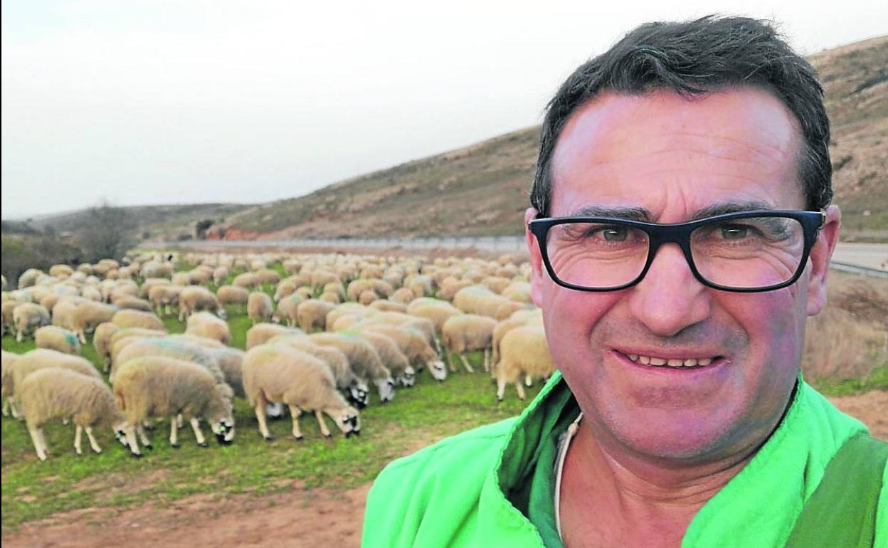 José Luis Fraile, pastoreando sus ovejas en Cubillo de Ojeda (Palencia).