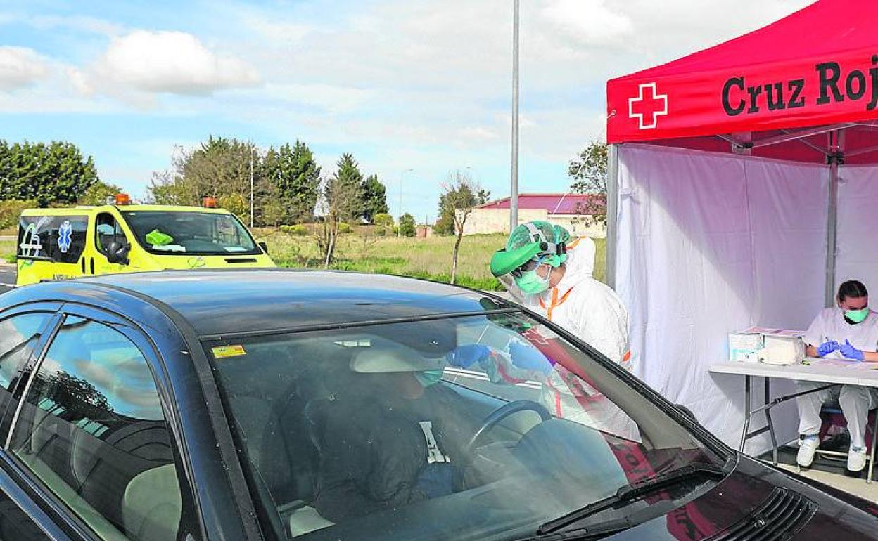 Toma de muestras en el coche en Salamanca. 